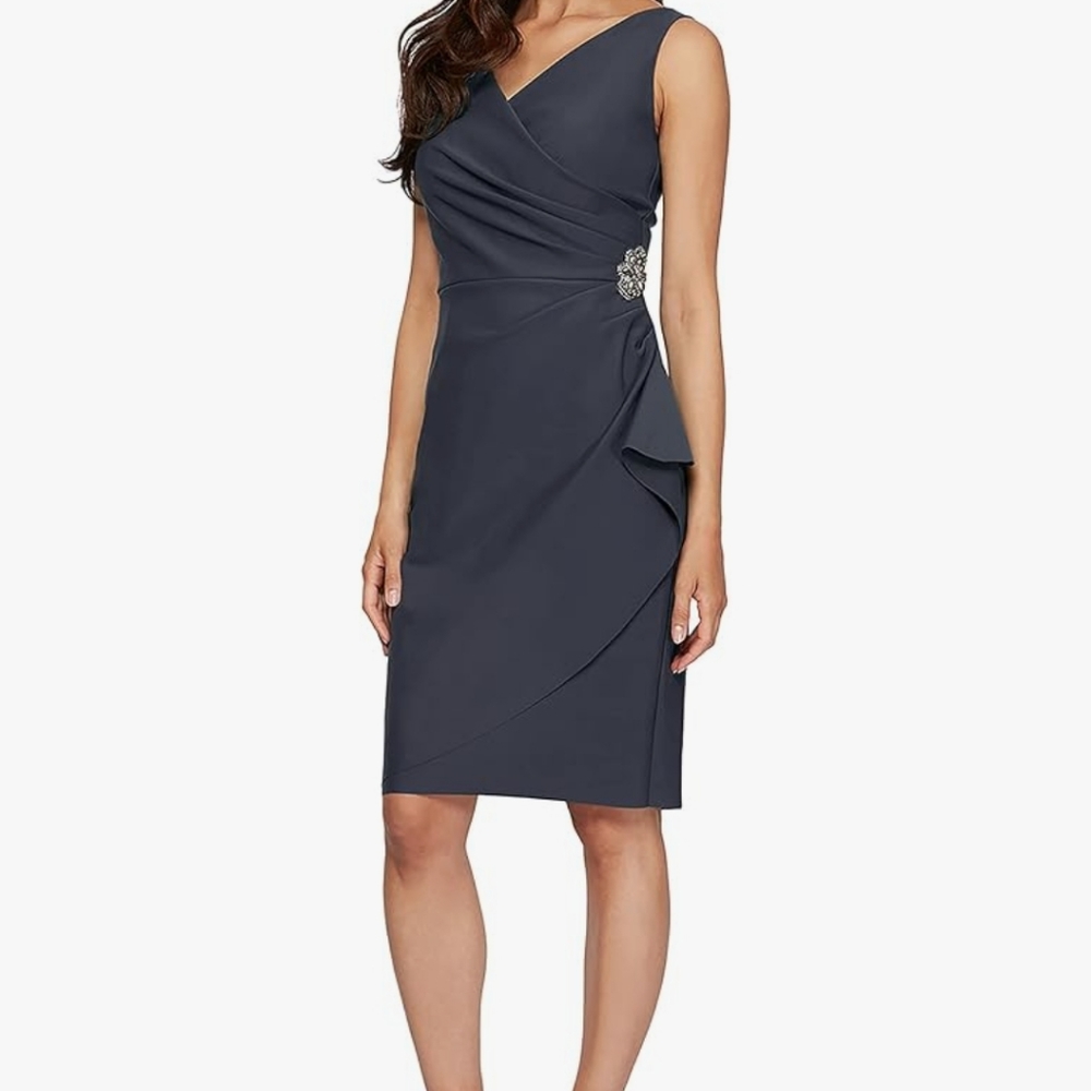 Alex evenings size 16P dress charcoal color